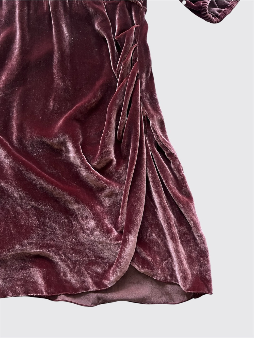 Aritzia Wilfred Velvet Wrap-Style Mini Dress Country - Picture 9 of 12